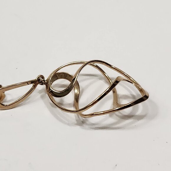 Gorgeous Vintage 90s 14K Solid Gold Freeform 3D Open Twist Dangle Drop Earrings - Picture 6 of 6